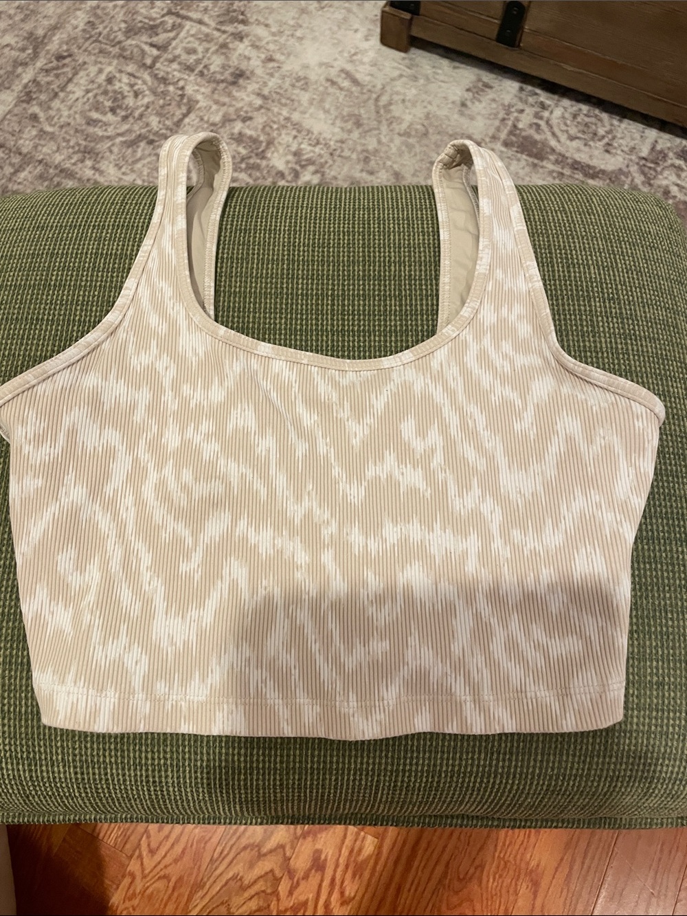 aerie Neutral Ribbed Scoop Bralette in Cream Beige Pattern